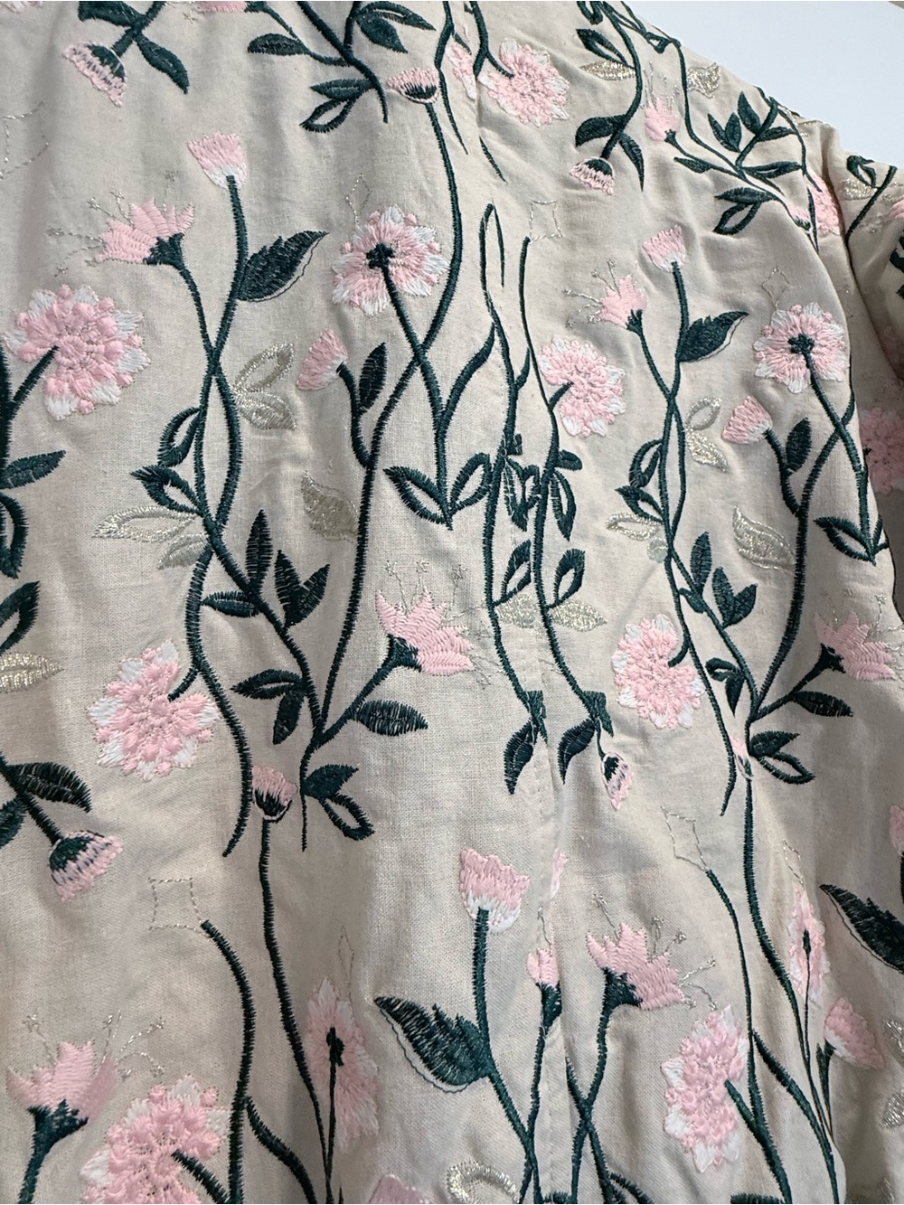 Avec Les Filles Embroidered Floral Bomber Jacket - Beige Pink - Picture 4 of 4